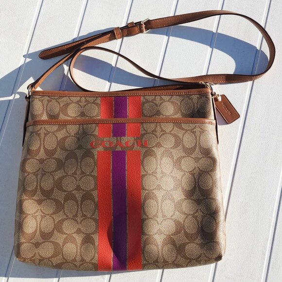 Coach Varsity Stripe Signature Bag Messenger Cross Body Bag - Picture 9 of 9